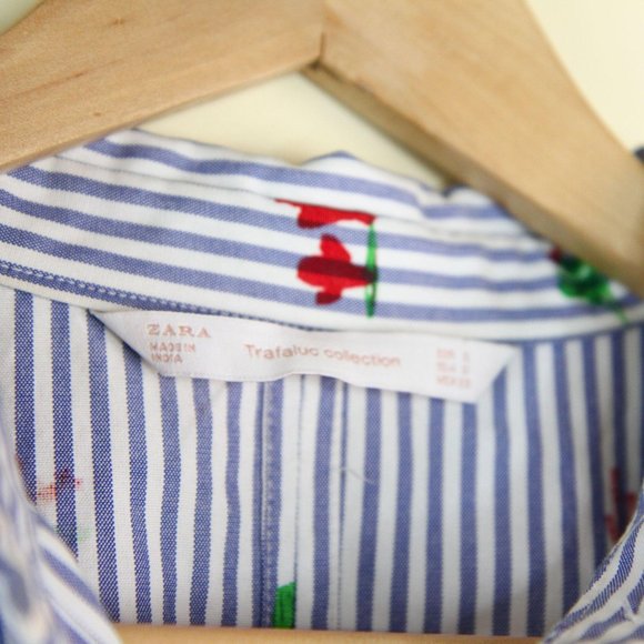 ZARA Cactus Button Up Striped Oversized Shirt - Picture 8 of 12